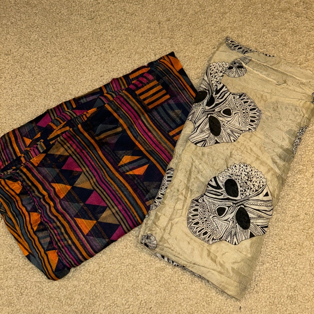 Colorful Geometric and Skull Patterned Infinity Scarves